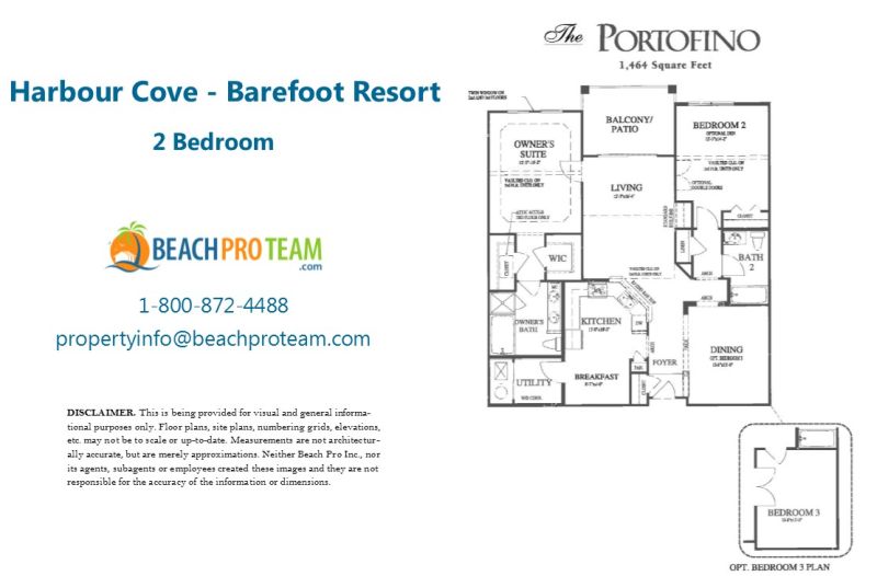Barefoot Resort - Harbour Cove Portofino Floor Plan 2 Bedroom